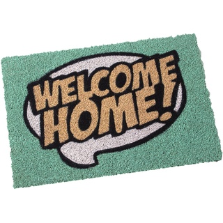 DRW Rechteckige Fußmatte aus Kokosfaser mit Welcome Home Logo, 40 x 60 cm, Mehrfarbig, estandar