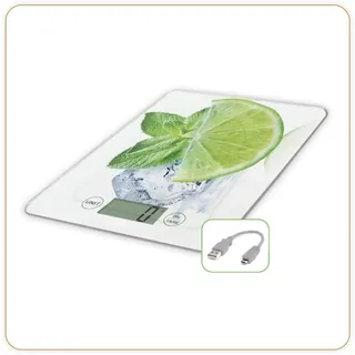 LITTLE BALANCE 8544 Slim Zitrone USB-R, Küchenwaage ohne Batterie, USB wiederaufladbar, reparierbar, 5 kg, Zitronengelb