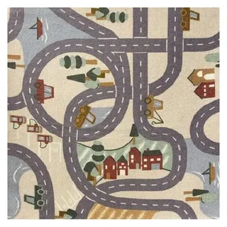 Meubinex Scanroad Kinderteppich 80 x 120 cm Beige/Mehrfarbig