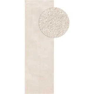 benuta Nest Waschbarer Teppich Nina - Creme 80x250 cm - Kunstfaser - Läufer & im Style: Uni, Minimalistisch - Pflegeleicht für Wohnzimmer Schlafzimmer