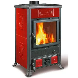Kaminofen ROSELLA Rot Stahl Holzofen 8,8 kW Kachelofen Holz Kamin Ofen Heizung