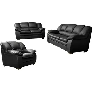 Cotta Polstergarnitur COTTA "Casino, Sofa Set, 3-2-1 Sitzer, Wohnzimmer Garnitur", schwarz, H:88cm T:92cm, Sitzmöbel-Sets, Sessel, 2-Sitzer, 2,5-Sitzer, hohe Rückenlehne