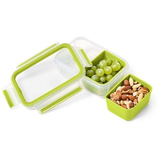 Emsa Frischhaltedose Snackbox mit 2 Einsätzen Clip + Go, Kunststoff, (3-tlg) grün