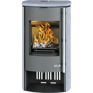 Kaminofen ACCENTE Nyborg 4.0 GTS Granit grau 7 kW mit Holzfach und Wärmefach
