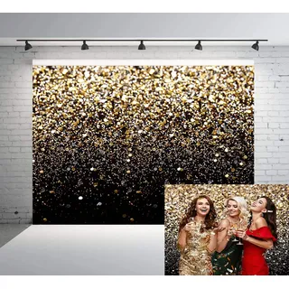 Avezano Gold und Schwarz Bokeh Punkte Foto Hintergrund abstrakte Hintergrund Banner für Abschlussball Abschlussball Party Fotografie,2.5x1.8m