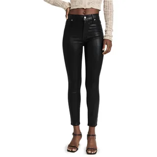7 for All Mankind Damen High-Waisted Ankle-Skinny Jeans, Brblk CTD, 28 - 28