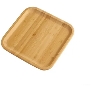 Eawfgtuw Quadratisches Serviertablett aus Bambus, für Küche, Lebensmittel, Geschirr, Ständer, dekorativer Holzteller mit gebogenen Kanten, leicht, langlebig, Tablett für Abendessen, Party, Teebar (20