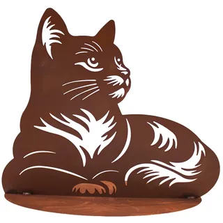 Ferrum Art Design Gartenfigur Edelrost Metall Rostoptik Gartendeko Figur Stecker Ferrum Katze Nala