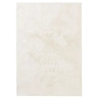 benuta Basic Kunstfaser Fellteppich Furry - Creme 140x200 cm - Weicher Wohnzimmerteppich - Anti-Rutsch-Rückseite - Waschbar - Für Fußbodenheizung geeignet