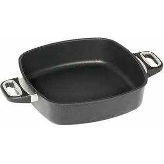 AMT Gastroguss Eckpfanne 28 x 28 cm, 7 cm hoch, Bräter mit Seitengriffen, nicht induktionsgeeignet, backofenfest, Lotan® Antihaft-Veredelung, Gusspfanne (Aluguss), AMZN-E287