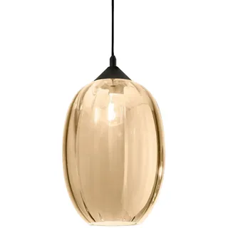 Fabas Luce Cognacfarbene Pendelleuchte aus mundgeblasenem Glas, E27-Fassung, modernes Design für Innenbeleuchtung, Durchmesser 250 mm, Höhe 360 mm, IP20.