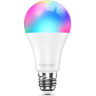 meross Smart LED Lampe, WLAN dimmbare Glühbirne intelligente Mehrfarbige Birne Äquivalent 60W E27 2700K-6500K kompatibel mit Alexa, Google Home und SmartThings, Warmweiß