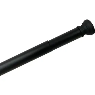 Ekershop Duschvorhangstange Alu Schwarz Matt Duschstange 140 - 250 cm Teleskopstange Klemmstange, Ø 28 mm, ausziehbar, kürzbar, geklemmt, Aluminium, für Duschvorhang ohne Duschvorhangringe, Antirutsch Pet, ohne Bohren schwarz