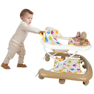 5-in-1 Lauflernhilfe für Babys, mit verstellbaren Höhen, Gehfrei Babywalker ab 6 Monate, bis zu 25 kg mit abnehmbarem Musik-Aktivitätstablett, 62 x 68 x 36–81 cm – Khaki