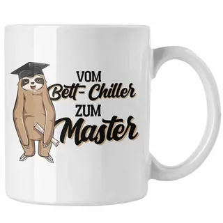 Trendation Tasse Lustige Faultier Master Tasse Vom Bett Chiller Zum Master Abschluss Pr weiß