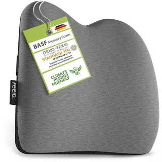 feela Sitzkissen Ergonomisches Kissen fürs Auto – Rückenstütze für gesundes Sitzen, Mehr Komfort auf langen Fahrten – entlastet Rücken & fördert Haltung grau