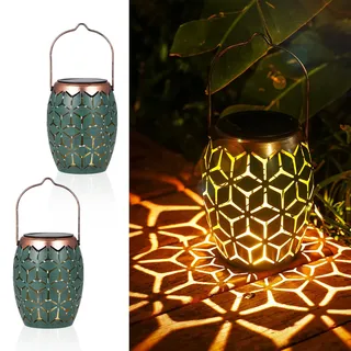 Görvitor Solar Laternen für Draußen 2 Stück, Wasserdicht IP65 Solarlaterne für Außen Hängend/ Stehend, Metall Solarlampen für Außen Garten für Gartendeko Balkon Rasen Hof Weg Weihnachten