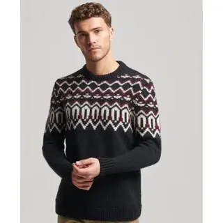 Superdry für Herren. M6110528A Strickpullover mit Rundhalsausschnitt und marineblauen Alpengamaschen (XL), Lässig, Acryl