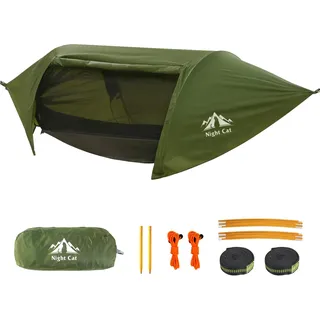 Night Cat Hängematte Zelt mit Moskitonetz wasserdichte Regenfliege Für 1 Person Wandern Camping im Garten Hinterhof Wilde