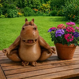 Online Fuchs Gartenfiguren für draußen - chilliges Nilpferd in Yoga Position - Deko Figur für Yoga-Fans und Gartenliebhaber - für den Innen- und Außenbereich, wetterfest - 26 cm groß