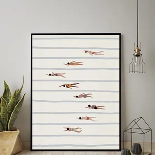 TANYANG Verschiedene Frauen Schwimmer Wand Kunstdrucke Nordic Minimalistischen Poster Schwimmen Pool Leinwand Malerei Bilder Für Kinder Badezimmer Dekor 50X70Cm Kein Rahmen