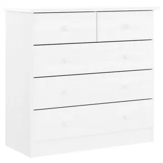 vidaXL Kommode, Sideboard mit 5 Schubladen, Schubladenschrank Schrank für Schlafzimmer Büro, Beistellschrank Flurschrank, Weiß Massivholz Kiefer