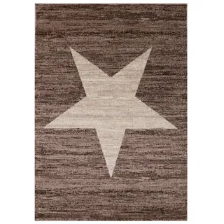 Vimoda Teppich Wohnzimmer Stern Muster Rot, Rechteckig, Läufer Rot Stylish Jugendzimmer Kurzflor beige|braun 200 cm x 280 cm