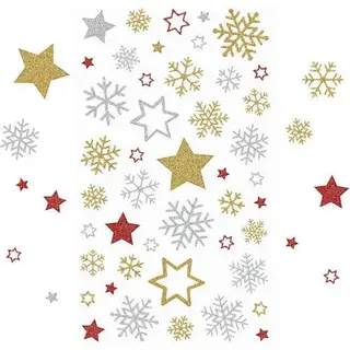 230x Glitzer Sterne Schneeflocken Aufkleber Weihnachten Deko Basteln