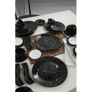 Hermia Concept Frühstücksteller KRM1612, Schwarz,Weiß, Frühstücksteller, 100% Keramiksteinzeug schwarz
