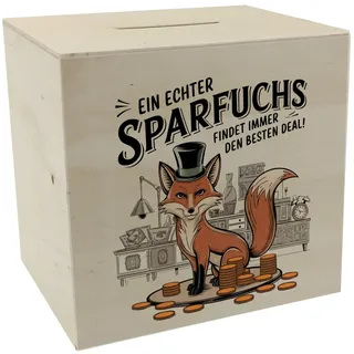 Fuchs mit Zylinder - Sparfuchs Spardose aus Holz perfekt für nostalgische Sammler ergänzen Sie Ihr Zuhause mit Vintage-Stil passend zu Lampe Vase oder Uhr