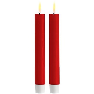 Deluxe Homeart Flammenlose LED-Kerze für den Innenbereich, 2 Stück, mit Real FlameTM-Technologie, batteriebetriebene Kerzen (24 cm, rot)