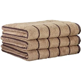 CAWÖ Gästetuch, 3er Pack - C Balance, 30x50 cm, Walkfrottier, Baumwolle, Streifen Sand / 30x50cm