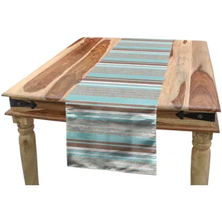 ABAKUHAUS Wasser Tischläufer, Horizontale Streifen-Linien, Esszimmer Küche Rechteckiger Dekorativer Tischläufer, 40 x 180 cm, Seafoam Umber und Weiß