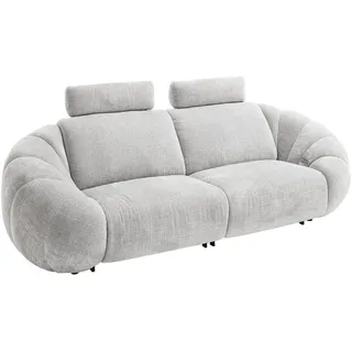 Bigsofa KINSALE, Hellgrau - Stoffbezug - elektr. Relaxfunktion