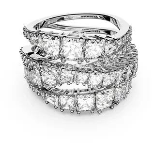 Swarovski Hyperbola Ring, Verschiedene Schliffe, Weiß, Rhodiniert