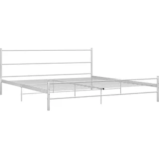 vidaXL Bettgestell Zeitloses Design Metallbett Bett Schlafzimmerbett Doppelbett Schlafzimmermöbel Ehebett Bettrahmen Weiß Metall 160x200cm