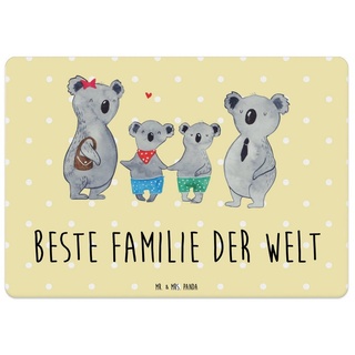 Platzset, Koala Familie zwei - Gelb Pastell - Geschenk, Tischset, Oma, beste Fa, Mr. & Mrs. Panda, (1-St), Funktionales Design gelb