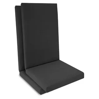 Beautissu 2er Set Hochlehner Auflage wasserdicht 100x50x5,5cm Anthrazit - Dunkelgrau