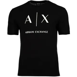 AX ARMANI EXCHANGE Herren T-Shirt - Rundhals, Kurzarm, Logoprint, Baumwolle Schwarz L