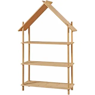[en.casa] Kinderregal Hamarøy 137 x 90 x 30 cm Bambus natur beige
