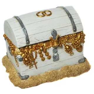 Udo Schmidt Spardose Schatztruhe zur Hochzeit Just Married im Design Einer Schatztruhe, Z107720, 8 x 16 x 10 cm, Mehrfarbig