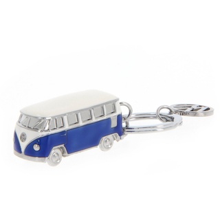 VW Collection by BRISA Schlüsselanhänger Volkswagen Schlüsselring im 3D T1 Bulli Bus Design, Emailliert/Vernickelt blau