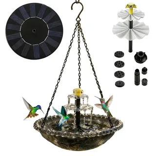 Pruojhw Dekorative Solar Vogeltränke Mit Sprinkler – Integrierte Pumpe Und Springbrunnen, Ideal Für Garten, Terrasse Teich, Lockt Vögel Wie Und Finken
