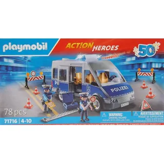 Playmobil Action Heroes Polizeibus mit Straßensperre 71716
