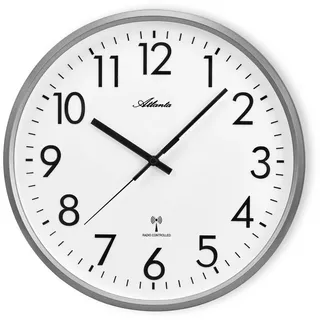 Atlanta Funkwanduhr (Wohnzimmer, Esszimmer, Küche, Arbeitszimmer, Flur, Büro, Gästezimmer) grau