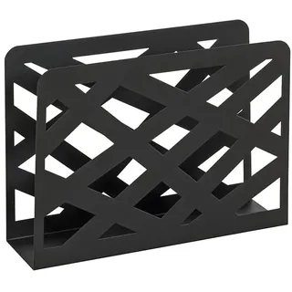 Haku-Möbel HAKU Zeitungsständer Metall schwarz mit Trapez Lochung Zeitungsablage Zeitschriftenkorb - Maße: B 35 x H 26 x T 10 cm, Style: Modern
