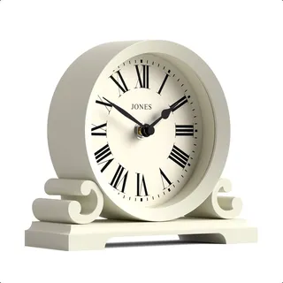 JONES CLOCKS® Saloon Kaminuhr | Kleines Doppelvoluten-Design | Blasses Creme | Traditionelles Design mit römischen Ziffern | Klassischer Stil für Schreibtisch, Tisch, Regal oder Nachttisch