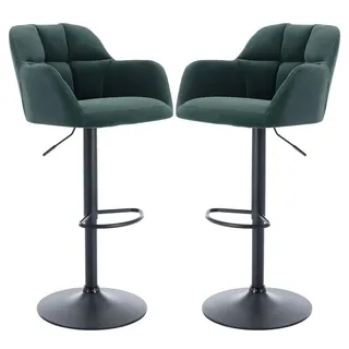 WAHSON OFFICE CHAIRS Barhocker 2er Barstuhl Samtstoff Thekenhocker grün