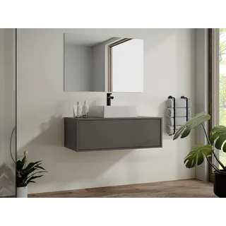 vente-unique Waschbeckenunterschrank hängend - 94 cm - TEANA Anthrazitgrau
