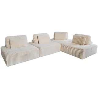 KAWOLA Modulsofa WIOLO SOFT 4 Module 4 Rückenkissen Weicher Breitcord cremeweiß